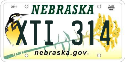 NE license plate XTI314