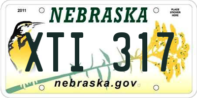 NE license plate XTI317
