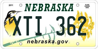 NE license plate XTI362