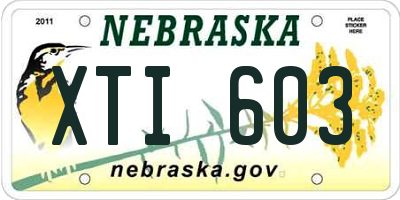 NE license plate XTI603