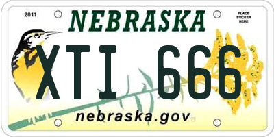 NE license plate XTI666