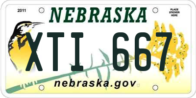 NE license plate XTI667