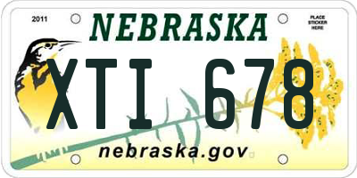NE license plate XTI678