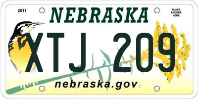 NE license plate XTJ209