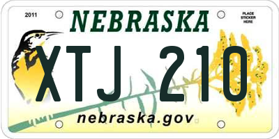 NE license plate XTJ210