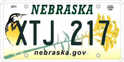 NE license plate XTJ217