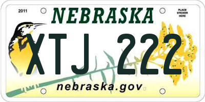 NE license plate XTJ222