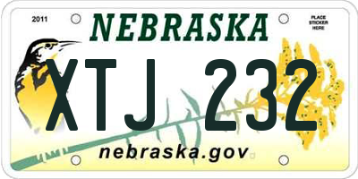 NE license plate XTJ232