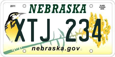 NE license plate XTJ234