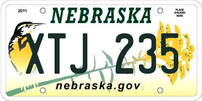 NE license plate XTJ235