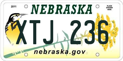 NE license plate XTJ236