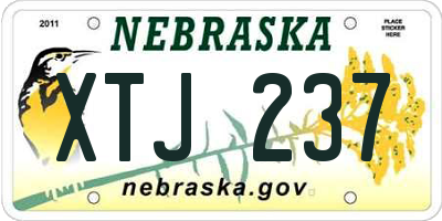 NE license plate XTJ237