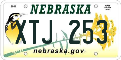 NE license plate XTJ253