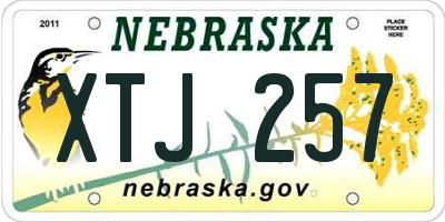 NE license plate XTJ257