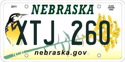 NE license plate XTJ260