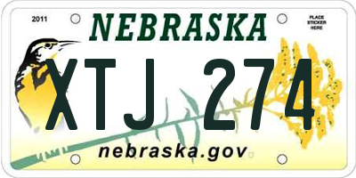 NE license plate XTJ274