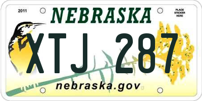 NE license plate XTJ287