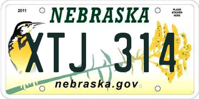 NE license plate XTJ314