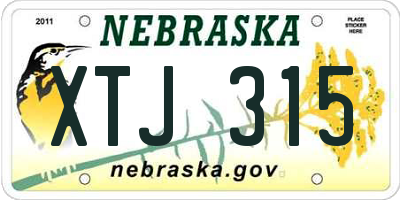 NE license plate XTJ315