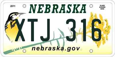 NE license plate XTJ316