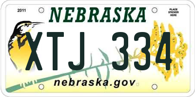 NE license plate XTJ334