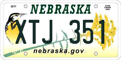 NE license plate XTJ351