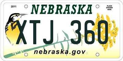 NE license plate XTJ360