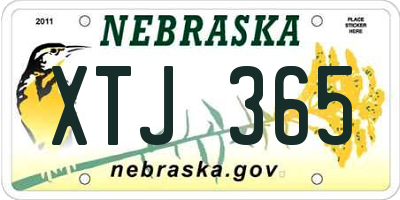 NE license plate XTJ365