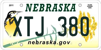 NE license plate XTJ380