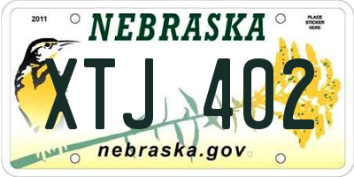 NE license plate XTJ402