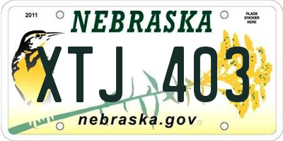 NE license plate XTJ403