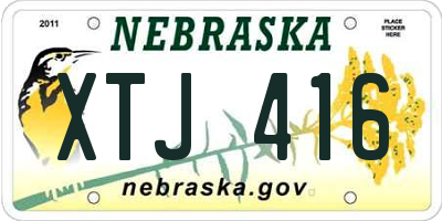 NE license plate XTJ416