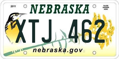 NE license plate XTJ462