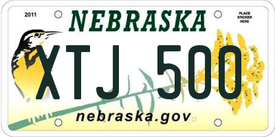 NE license plate XTJ500