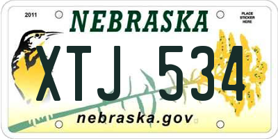 NE license plate XTJ534