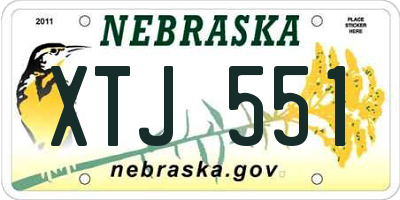 NE license plate XTJ551