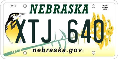 NE license plate XTJ640