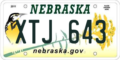 NE license plate XTJ643