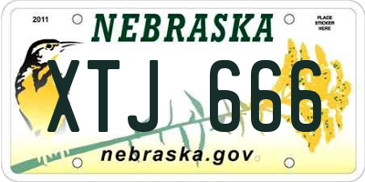 NE license plate XTJ666