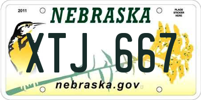 NE license plate XTJ667