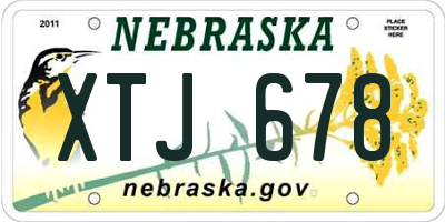 NE license plate XTJ678