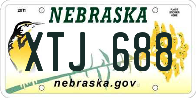 NE license plate XTJ688