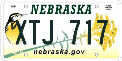 NE license plate XTJ717