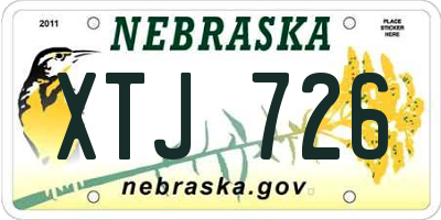 NE license plate XTJ726