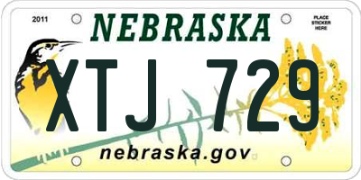 NE license plate XTJ729