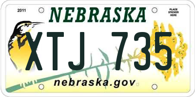 NE license plate XTJ735