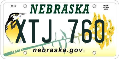 NE license plate XTJ760
