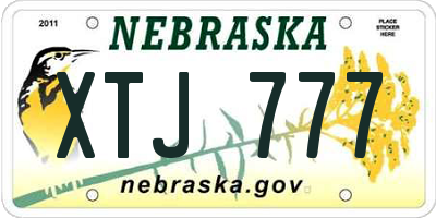 NE license plate XTJ777