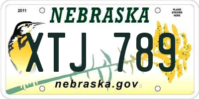 NE license plate XTJ789