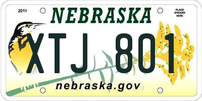 NE license plate XTJ801